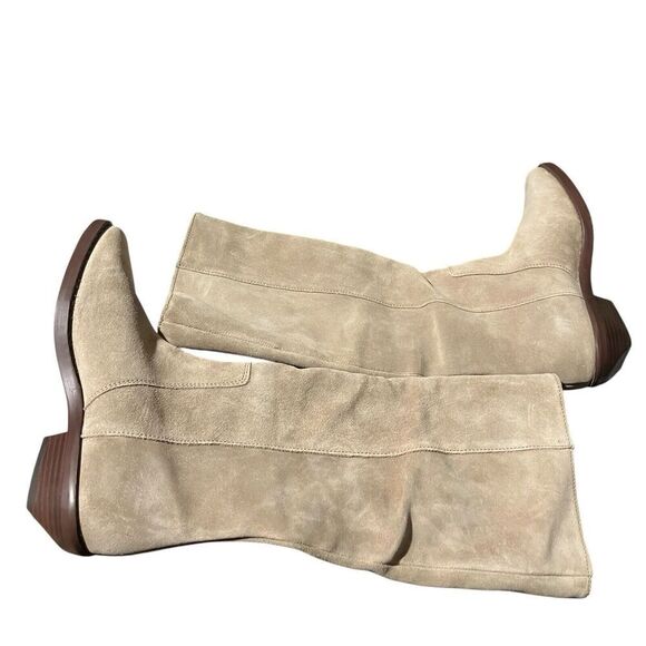 Madewell Boots WMNS 5 Beige Suede Antoine Tall Maple Seed Low Heel Capsule NN035 - Picture 8 of 10